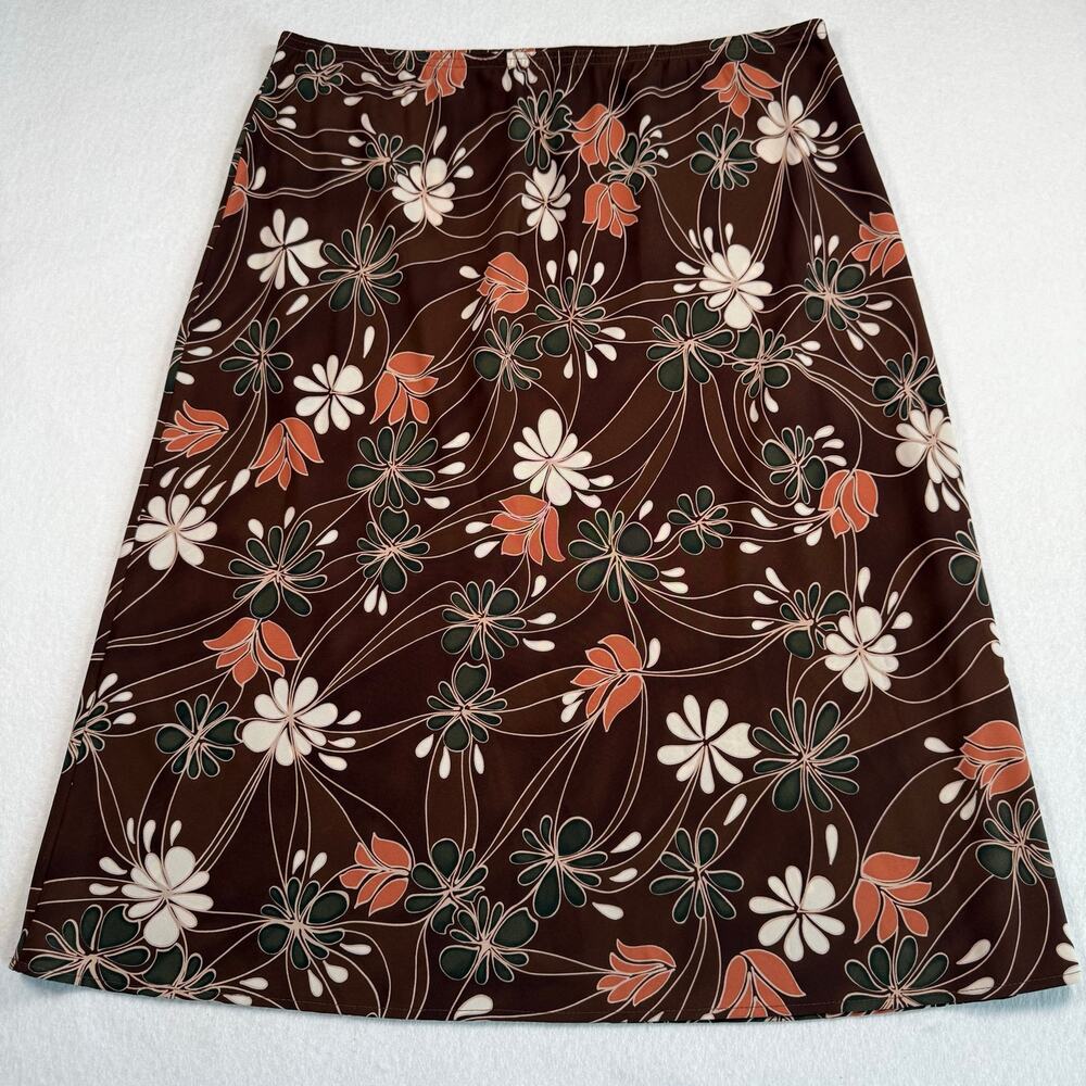 Vintage‎ Giorgio Fiorini Collection brown floral print skirt usa made size XL